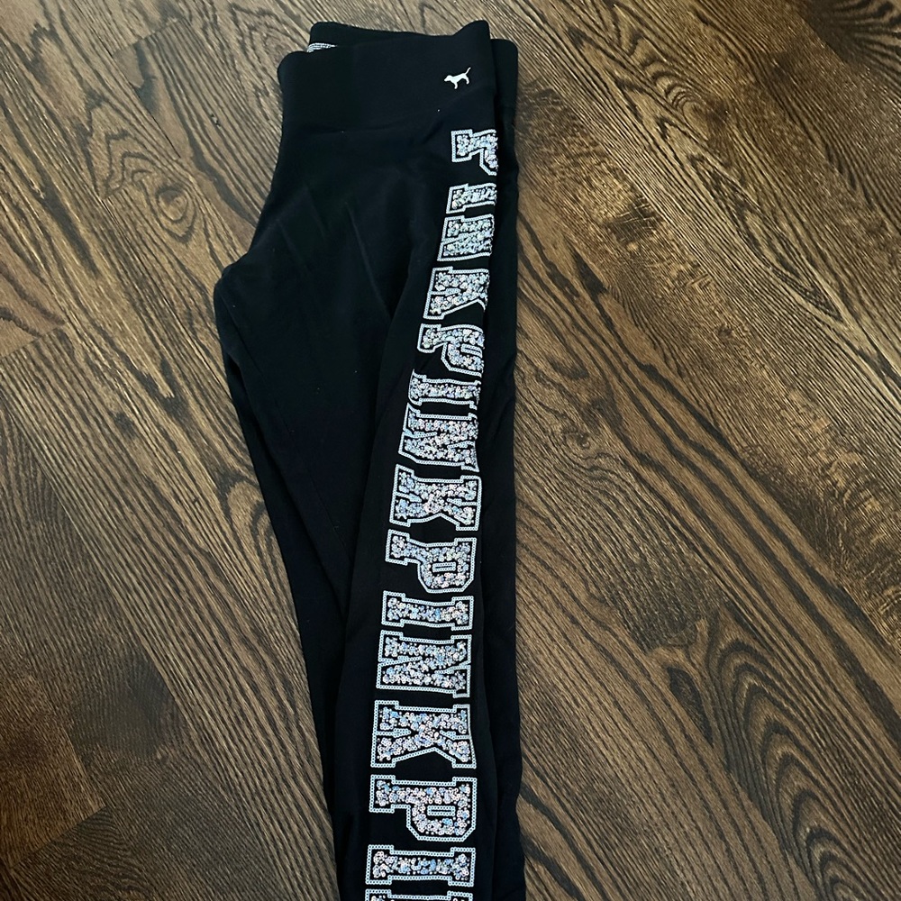 PINK leggings with bling down one side